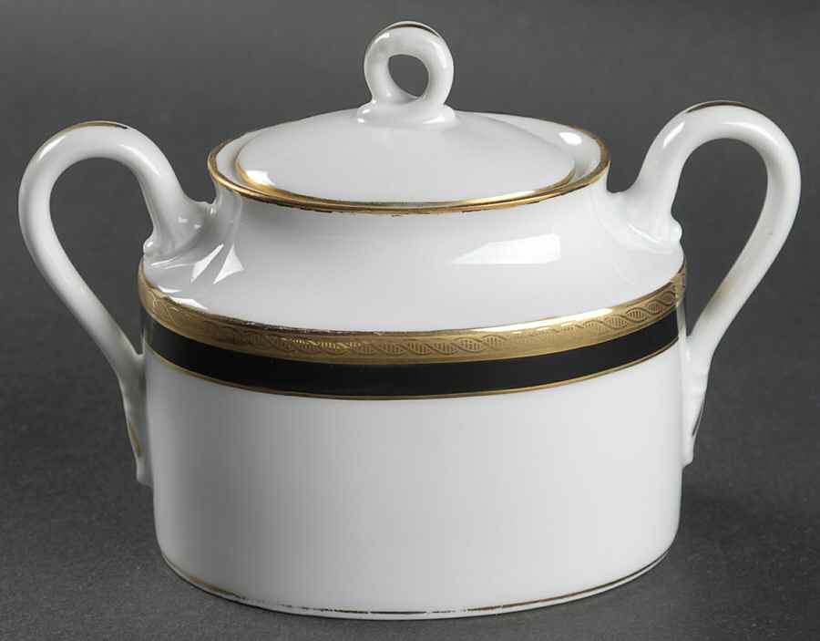 Palermo Black Sugar Bowl & Lid by Ginori 1735-1