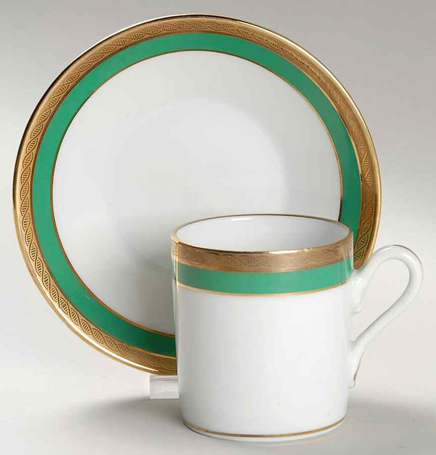 Palermo Green Flat Demitasse Cup & Saucer Set by Ginori 1735-1