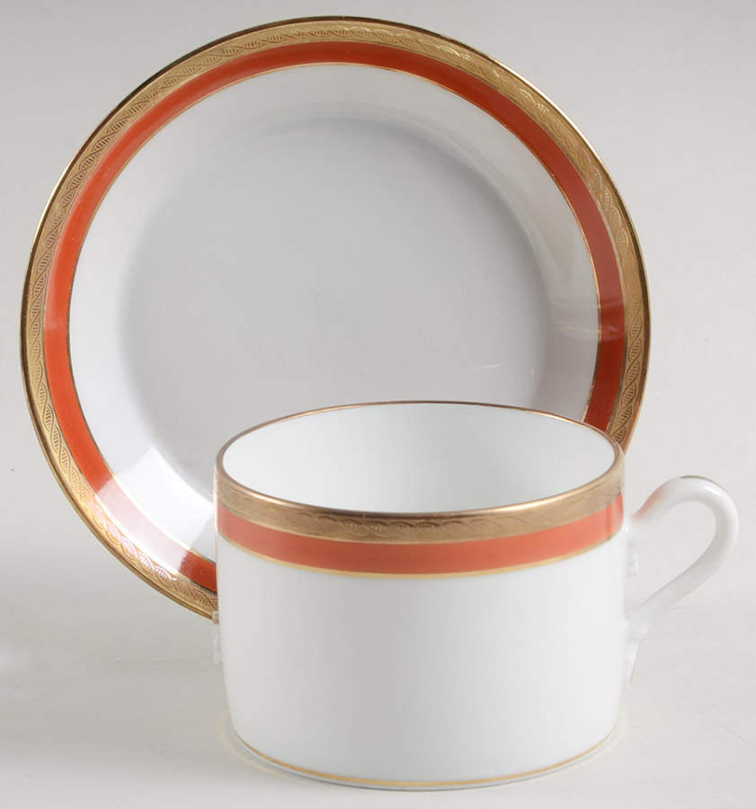 Palermo Rust (Red) Flat Cup & Saucer Set by Ginori 1735-1