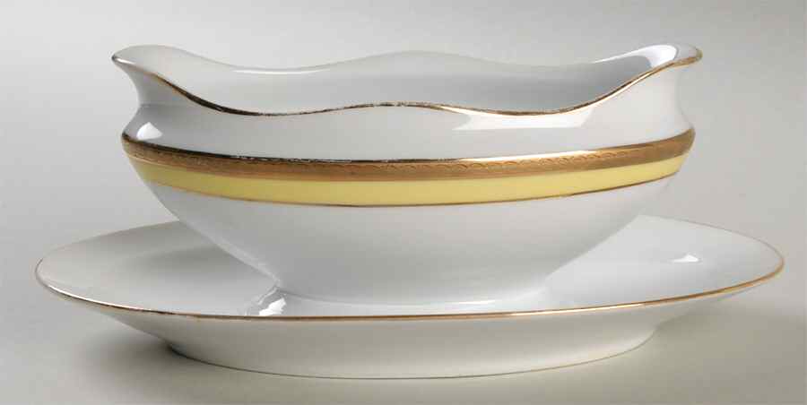 Palermo Yellow Gravy Boat with Attached Underplate by Ginori 1735-1