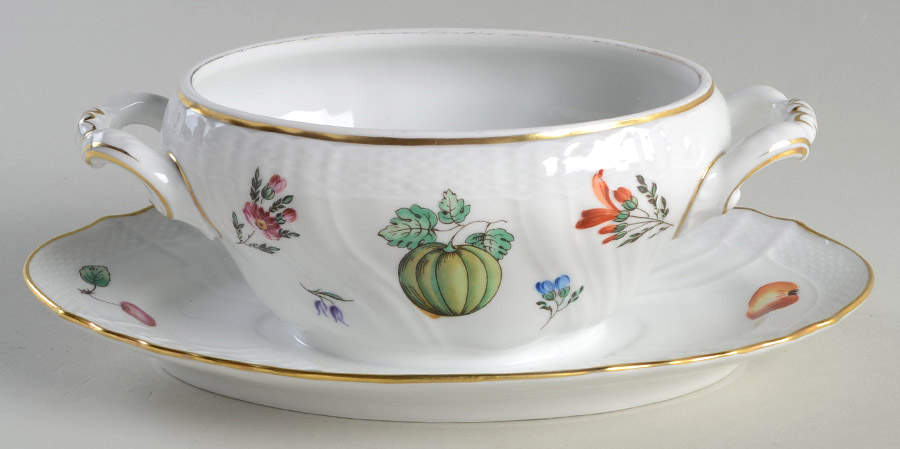 Perugia (White) Gravy Boat w/Attached Underplate No Lid by Ginori 1735-1