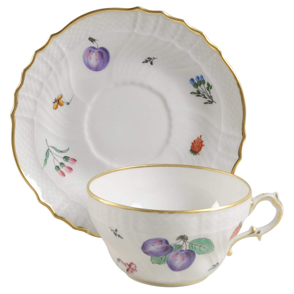 Perugia (White) Flat Cup & Saucer Set by Ginori 1735-1