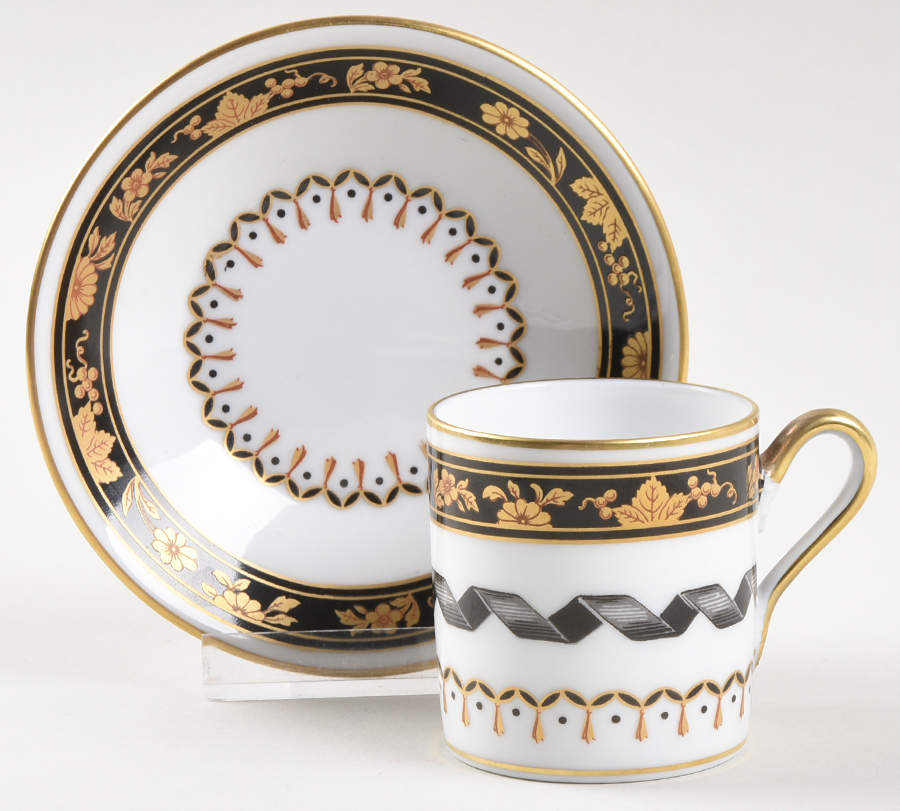 Pincio Black Flat Demitasse Cup & Saucer Set by Ginori 1735-1