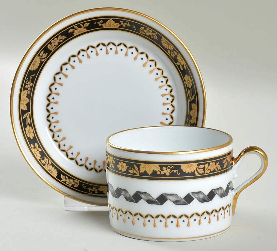 Pincio Black Flat Cup & Saucer Set by Ginori 1735-1