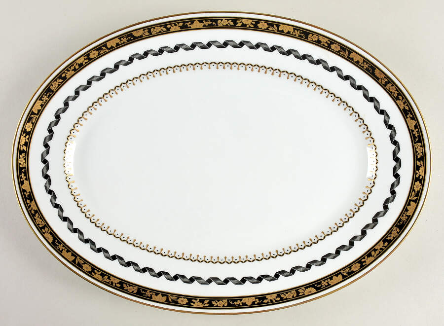 Pincio Black 15" Oval Serving Platter by Ginori 1735-1