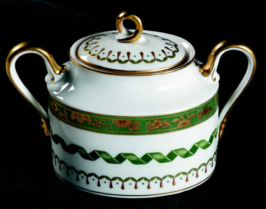 Pincio Green Sugar Bowl & Lid by Ginori 1735-1
