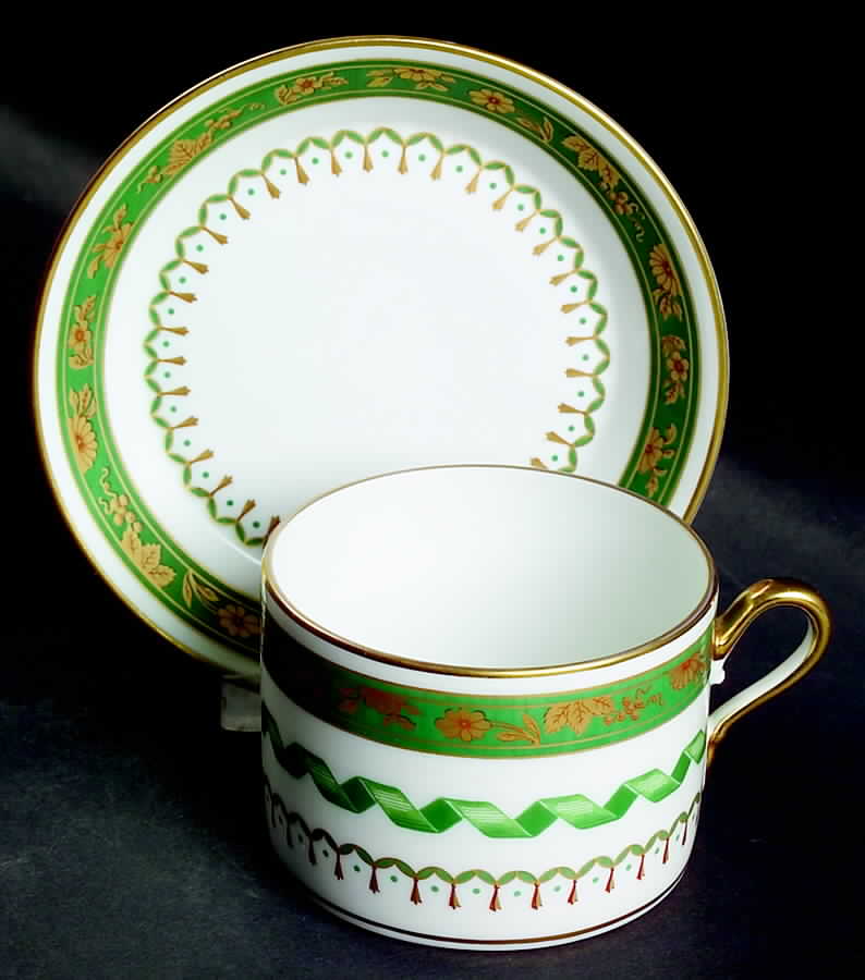 Pincio Green Flat Cup & Saucer Set by Ginori 1735-1
