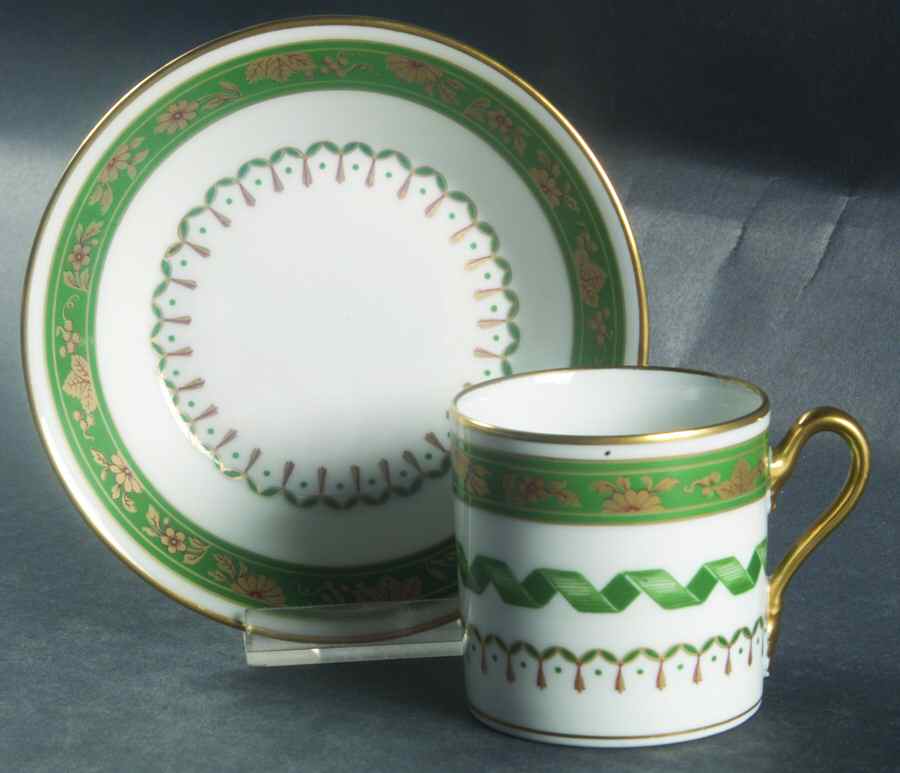 Pincio Green Flat Demitasse Cup & Saucer Set by Ginori 1735-1