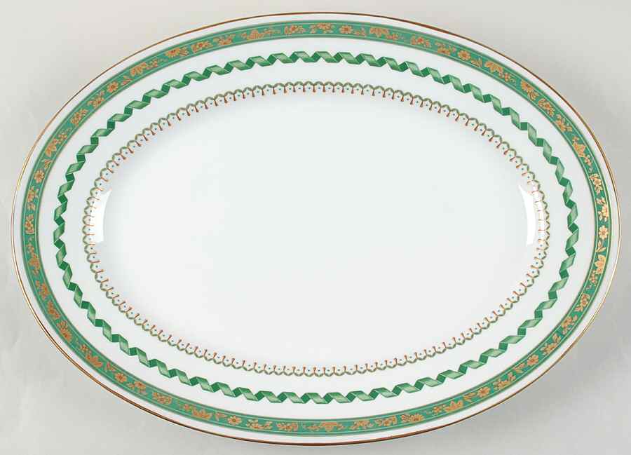 Pincio Green 16" Oval Serving Platter by Ginori 1735-1