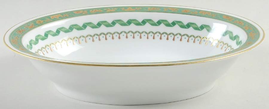 Pincio Green 9" Oval Vegetable Bowl by Ginori 1735-1