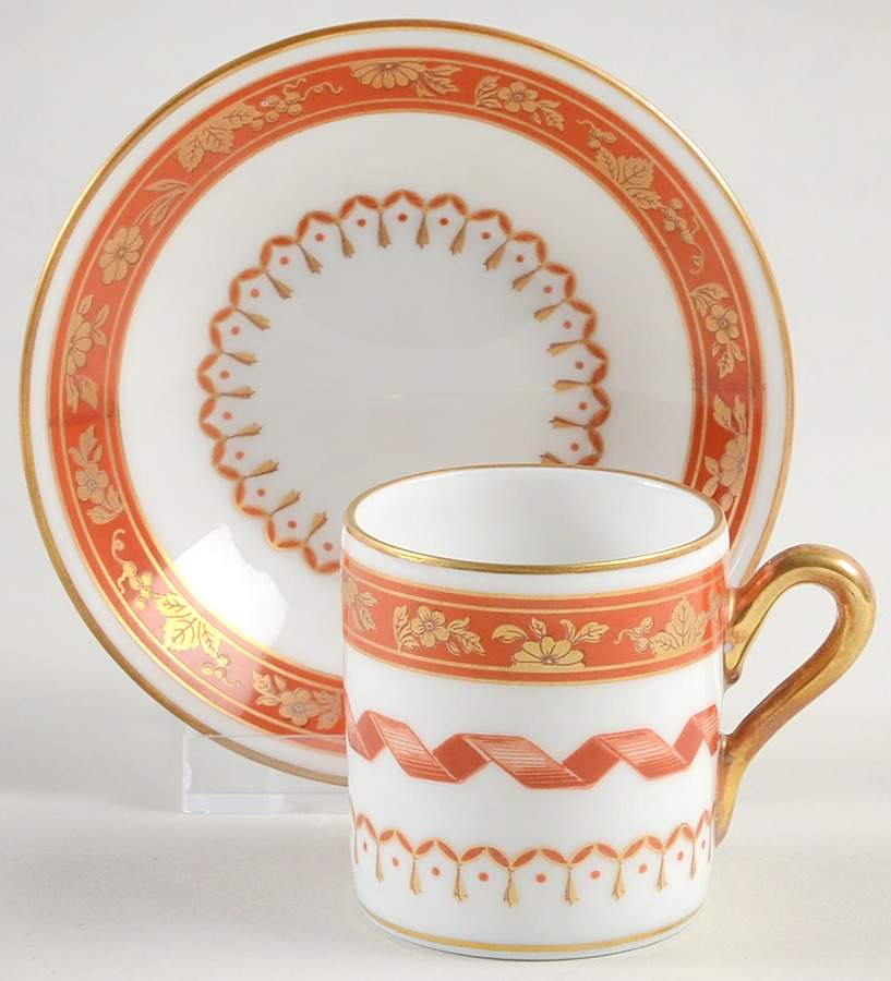 Pincio Red Flat Demitasse Cup & Saucer Set by Ginori 1735-1