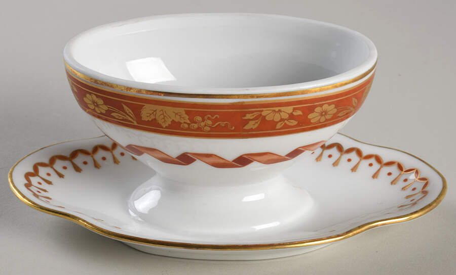 Pincio Red Oval Mustard W/Att Underplate-Nolid by Ginori 1735-1