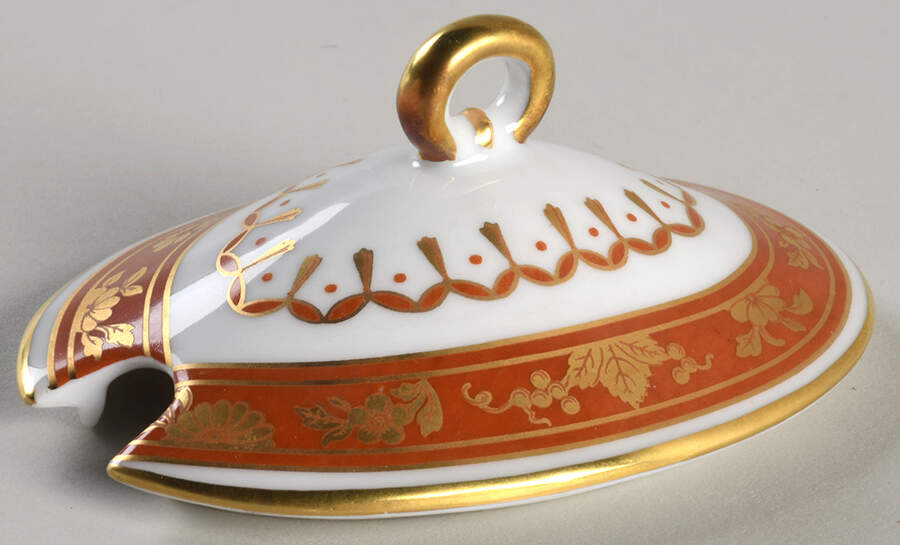 Pincio Red Lid for Oval Mustard W/Att Underplt by Ginori 1735-1