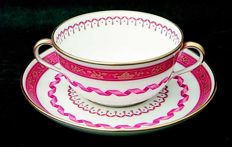Pincio Red Flat Cream Soup Bowl & Saucer Set by Ginori 1735-1