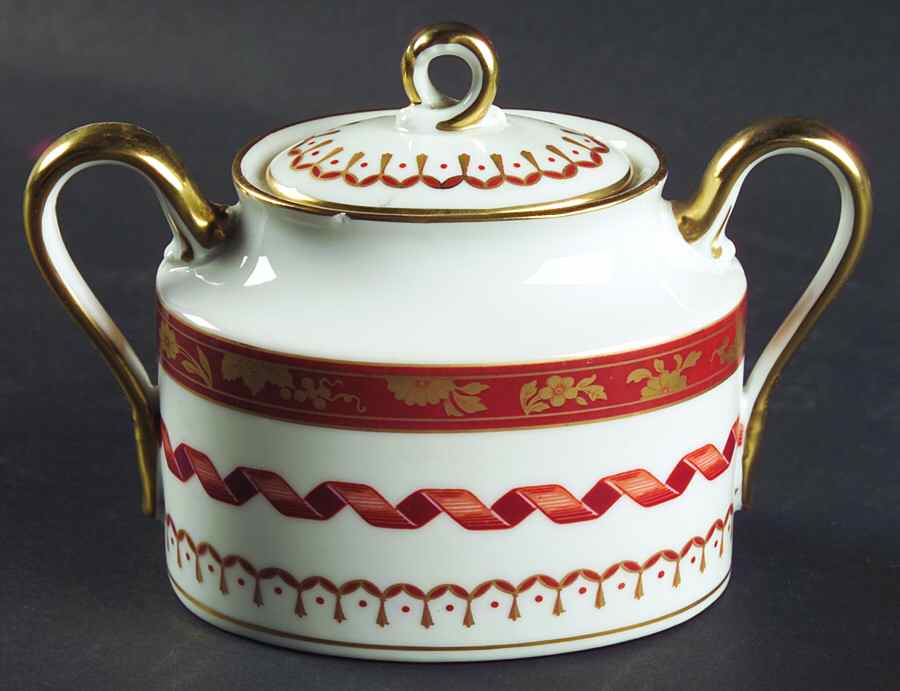 Pincio Red Sugar Bowl & Lid by Ginori 1735-1