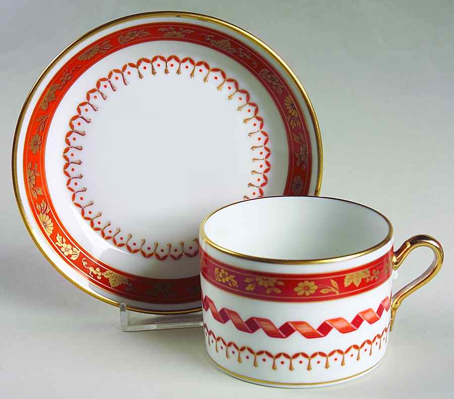 Pincio Red Flat Cup & Saucer Set by Ginori 1735-1