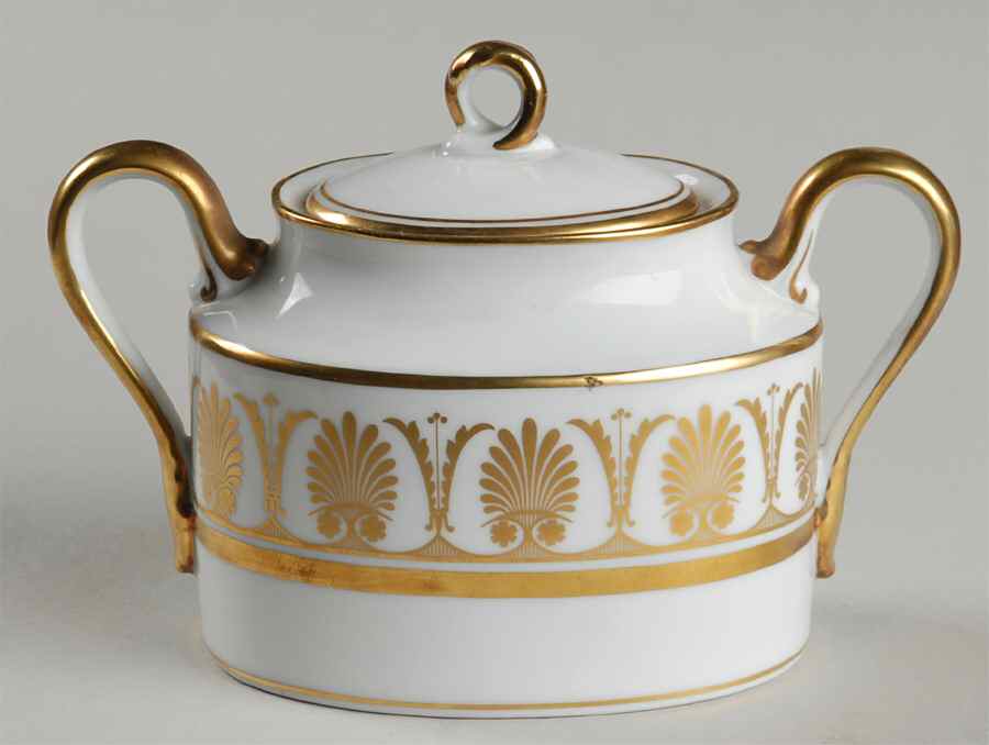 Pompei Gold Sugar Bowl & Lid by Ginori 1735-1