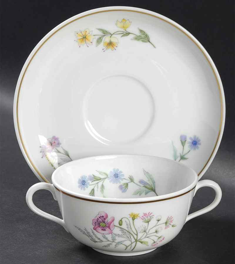 Primavera Flat Cream Soup Bowl & Saucer Set by Ginori 1735-1