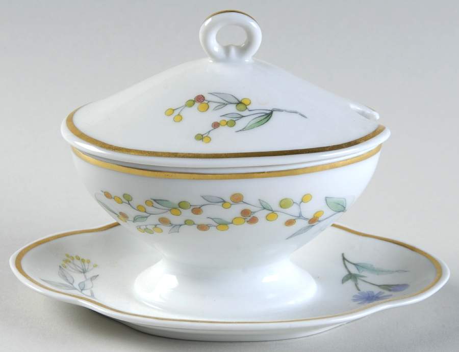Primavera Oval Mustard W/Lid & Attached Underplate by Ginori 1735-1