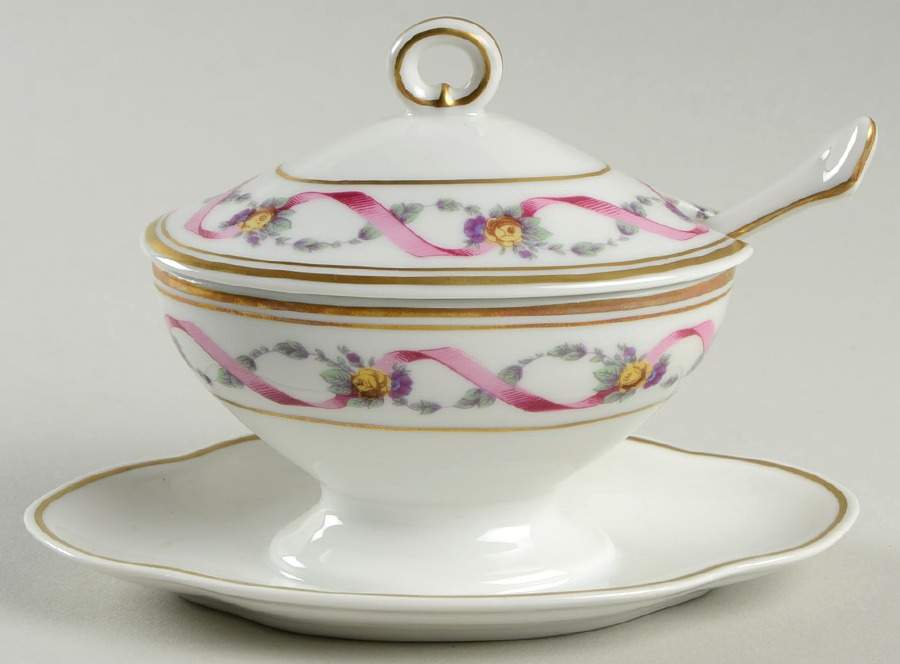 Rapallo Mustard with Attached Underplate, Lid and Spoon by Ginori 1735-1