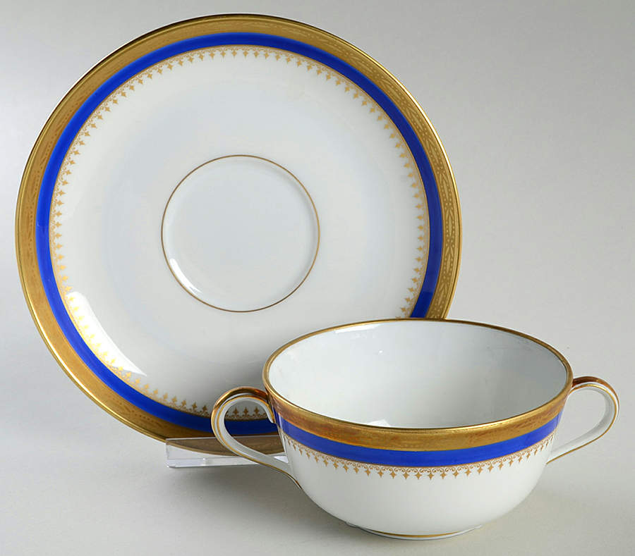 Regal Blue Flat Cream Soup Bowl & Saucer Set by Ginori 1735-1