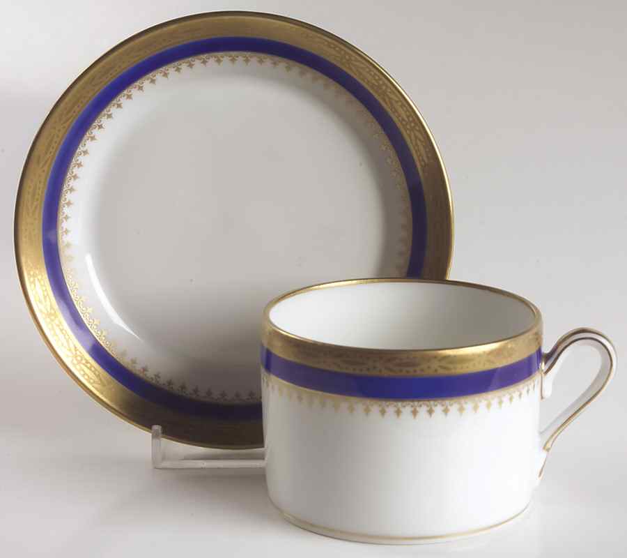 Regal Blue Flat Cup & Saucer Set by Ginori 1735-1