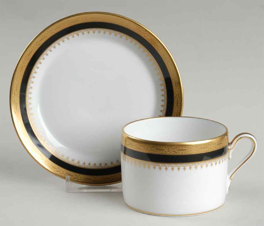 Regal Black Flat Cup & Saucer Set by Ginori 1735-1