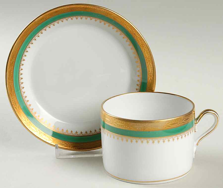 Regal Green Flat Cup & Saucer Set by Ginori 1735-1