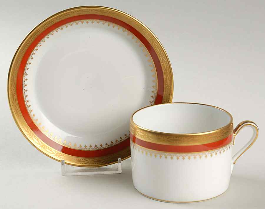 Regal Orange Flat Cup & Saucer Set by Ginori 1735-1