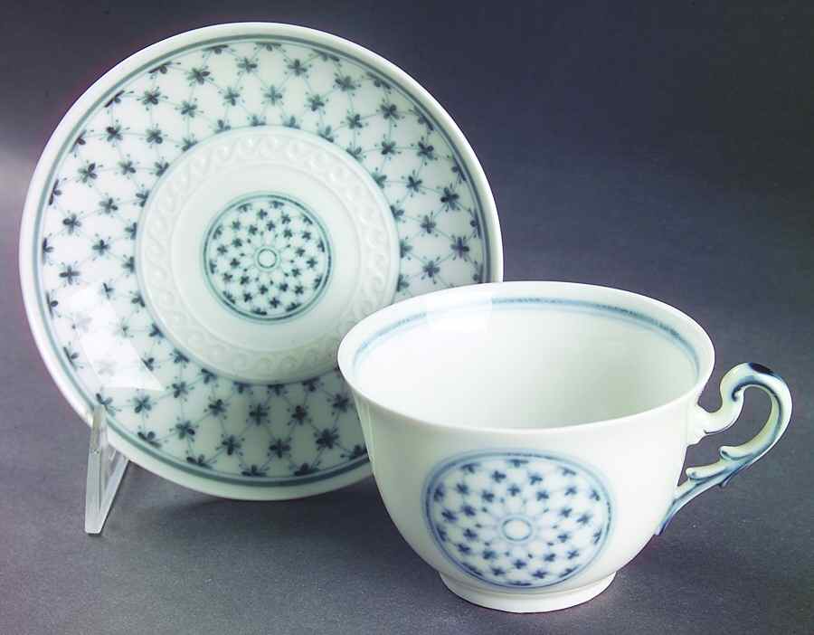 Rete Blue Flat Cup & Saucer Set by Ginori 1735-1