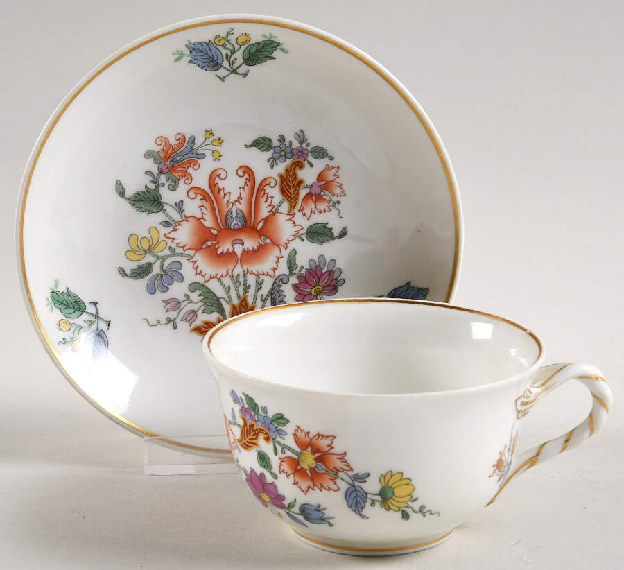 Riviera (Smooth, Coupe Shape) Flat Cup & Saucer Set by Ginori 1735-1