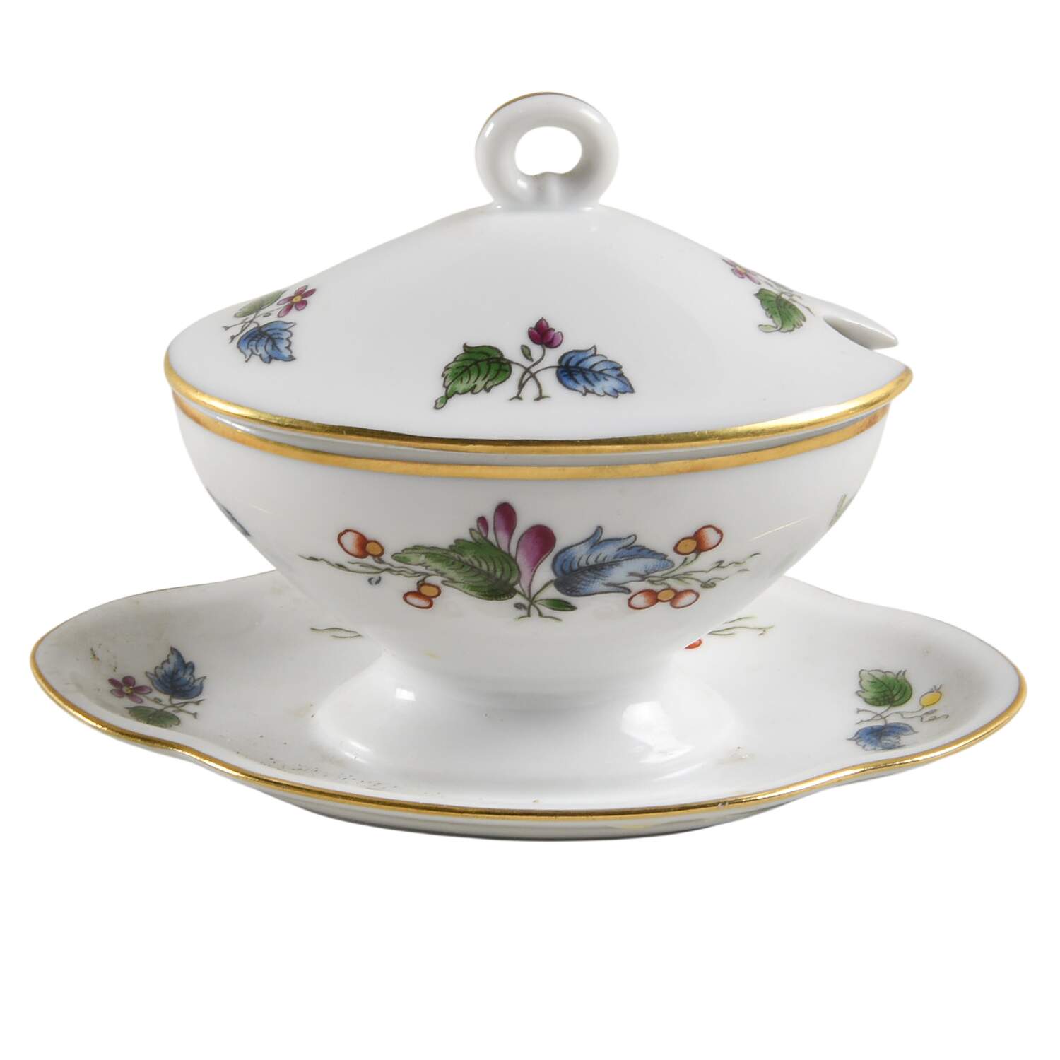 Riviera (Smooth, Coupe Shape) Oval Mustard W/Lid & Attached Underplate by Ginori 1735-1