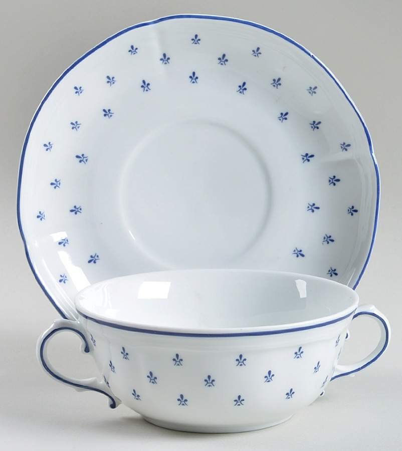 Royal Blue Flat Cream Soup Bowl & Saucer Set by Ginori 1735-1