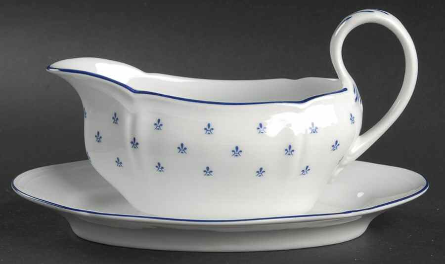 Royal Blue Gravy Boat with Attached Underplate by Ginori 1735-1