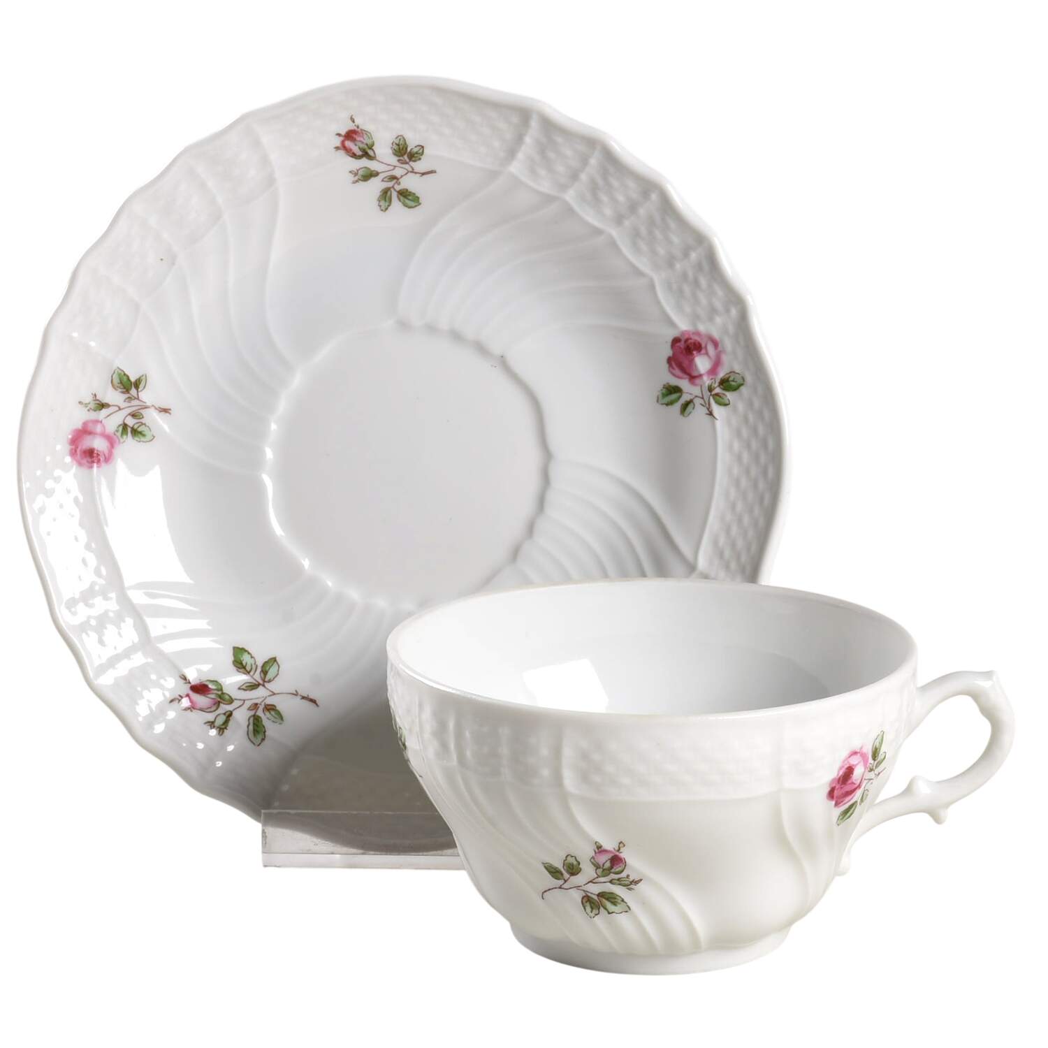 Roselline Flat Cup & Saucer Set by Ginori 1735-1