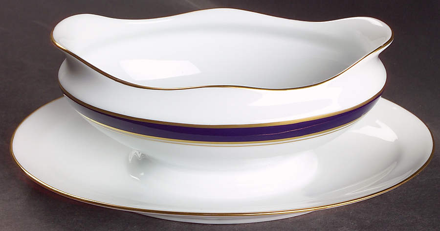 Sardinia Blue Gravy Boat with Attached Underplate by Ginori 1735-1
