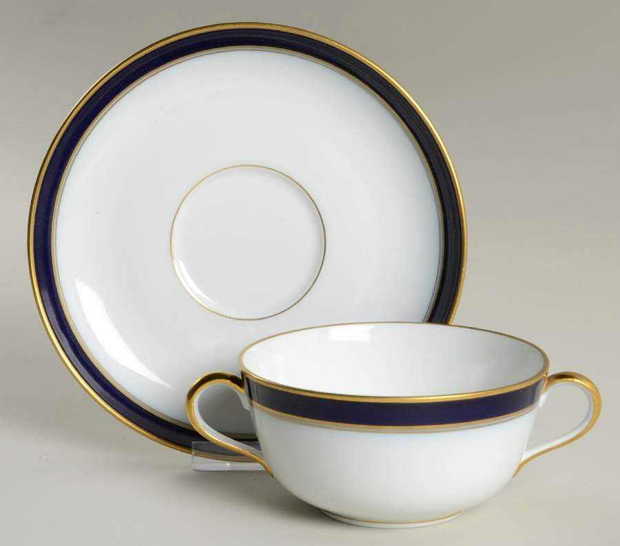 Sardinia Blue Flat Cream Soup Bowl & Saucer Set by Ginori 1735-1