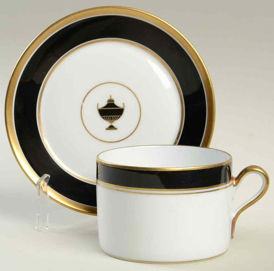 Sardinia Black Flat Cup & Saucer Set by Ginori 1735-1