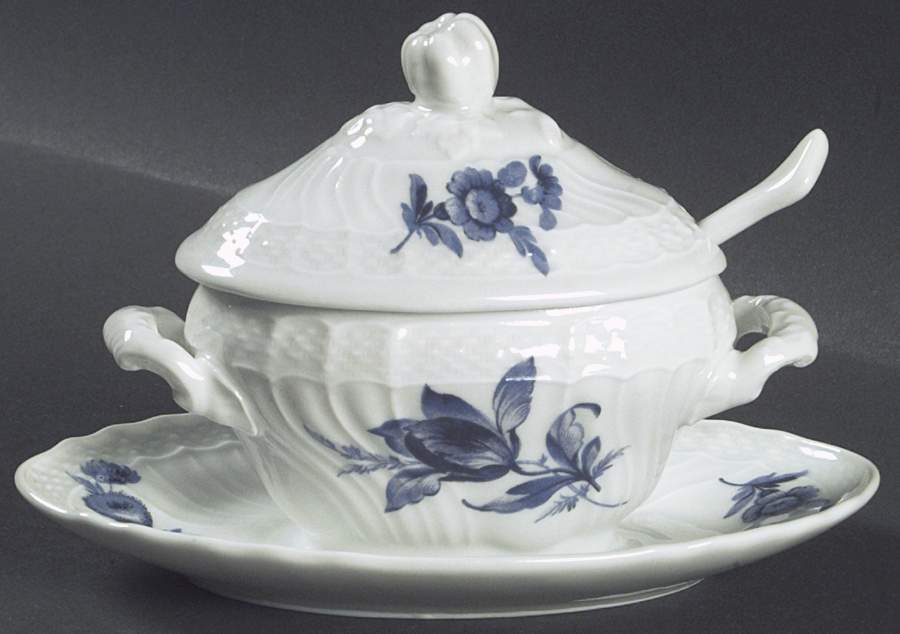 Savona Oval Mustard w/Lid, Attached Underplate & Spoon by Ginori 1735-1
