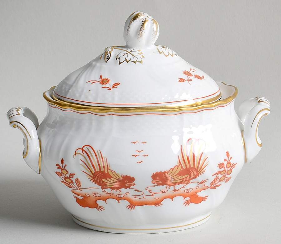 Siena Rust (Scalloped, Vecchio Ginori) Oval Sugar Bowl & Lid by Ginori 1735-1