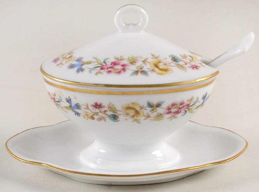Sorrento Oval Mustard w/Lid, Attached Underplate & Spoon by Ginori 1735-1