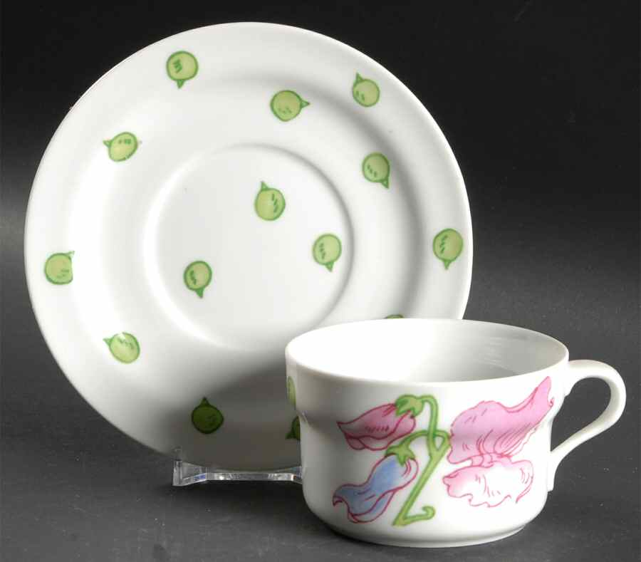 Sweet Pea Flat Cup & Saucer Set by Ginori 1735-1