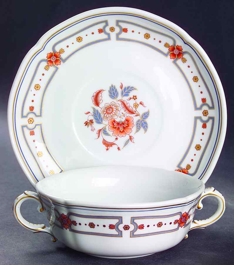 Taormina Footed Cream Soup Bowl & Saucer Set by Ginori 1735-1
