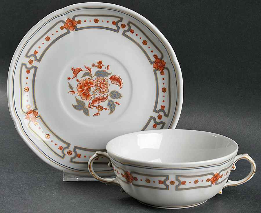 Taormina Footed Cream Soup Bowl & Saucer Set by Ginori 1735-1