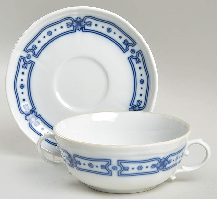 Taormina Blue Flat Cream Soup Bowl & Saucer Set by Ginori 1735-1