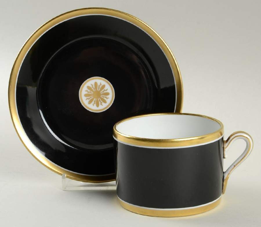 Visconte Black Flat Cup & Saucer Set by Ginori 1735-1