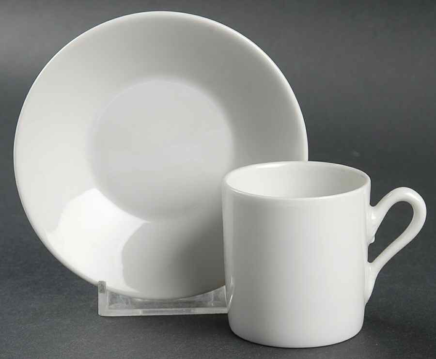 White Impero Flat Demitasse Cup & Saucer Set by Ginori 1735-1