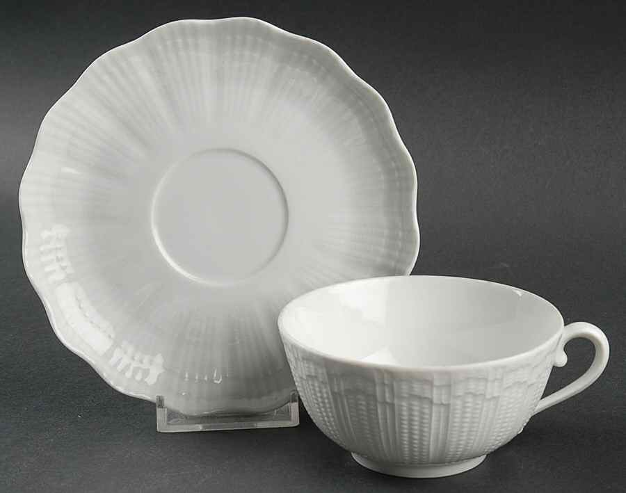 Corail White Flat Cup & Saucer Set by Giraud China-1