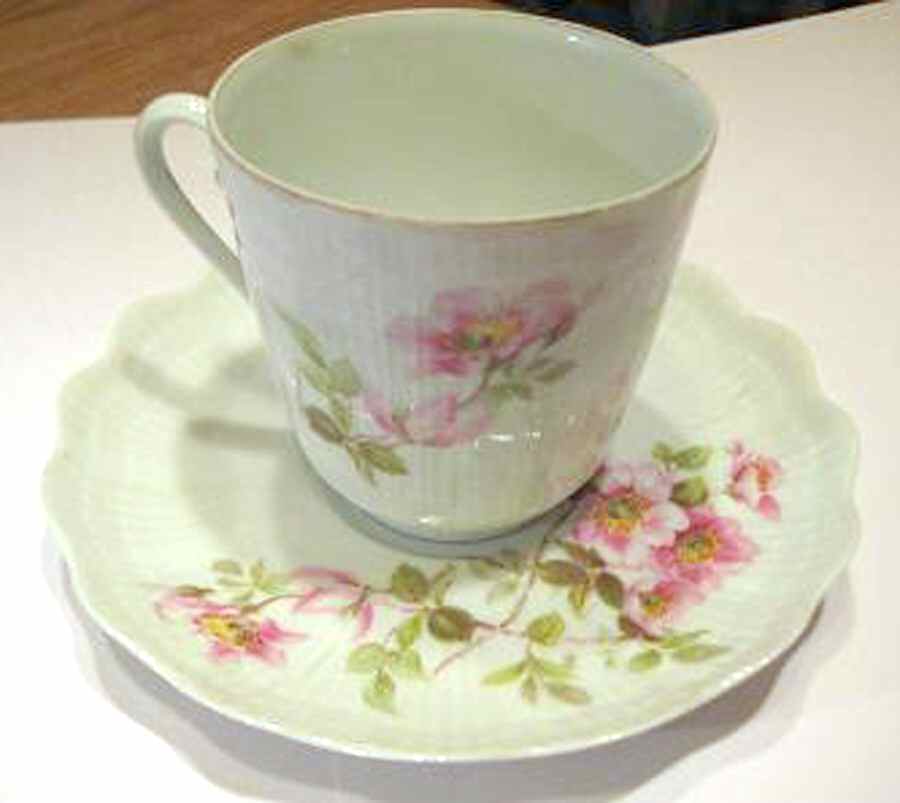 Eglantine Flat Cup & Saucer Set by Giraud China-1