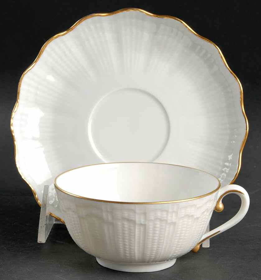 Gold Corail Flat Cup & Saucer Set by Giraud China-1